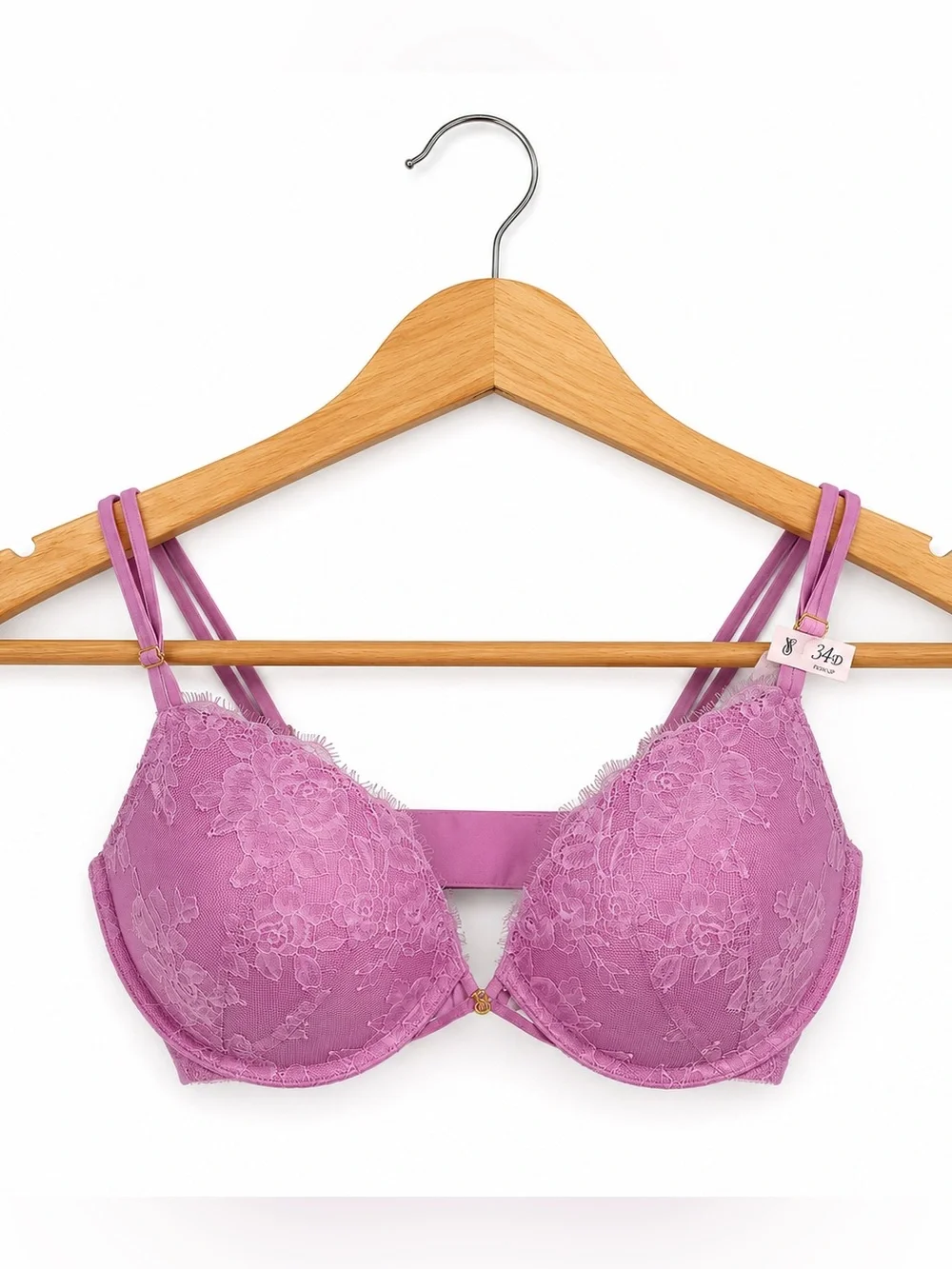 Victoria’s Secret Very Sexy Pink Lace Push Up Bra 34DD NWT Underwire Floral Lace